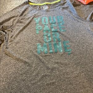Gray Shirt with Teal Print